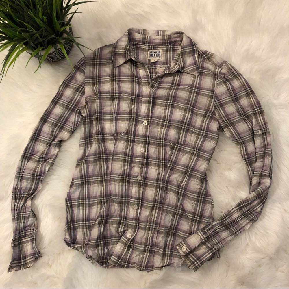 Converse Plaid Button Down Long Sleeve size Small